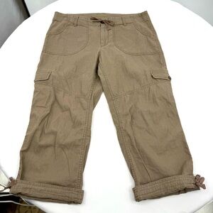 Ruff‎ Hewn Utility Cargo Pants Sz 8 Tan Linen Cotton Blend Capri Length Gorpcore